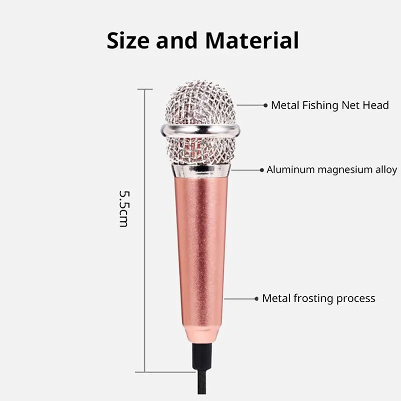 Przenośne 3.5mm Stereo Studio Mic KTV Karaoke Mini mikrofon dla inteligentnego telefonu Laptop PC Desktop podręczny mikrofon Audio