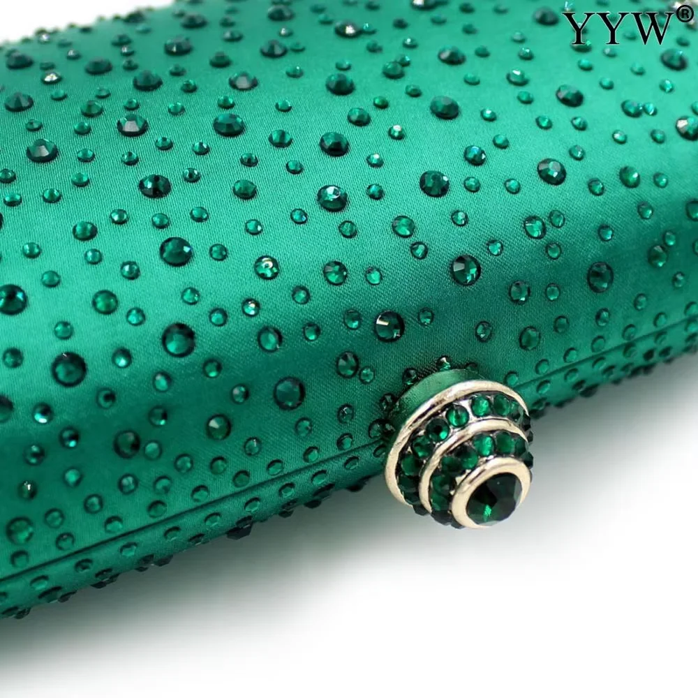 حقيبة يد عصرية فاخرة من حجر الراين للنساء لحفلات الزفاف وحفلات الكتف وحقيبة كروس بسلسلة للسيدات وحقائب عشاء مسائية باللون الأخضر #4