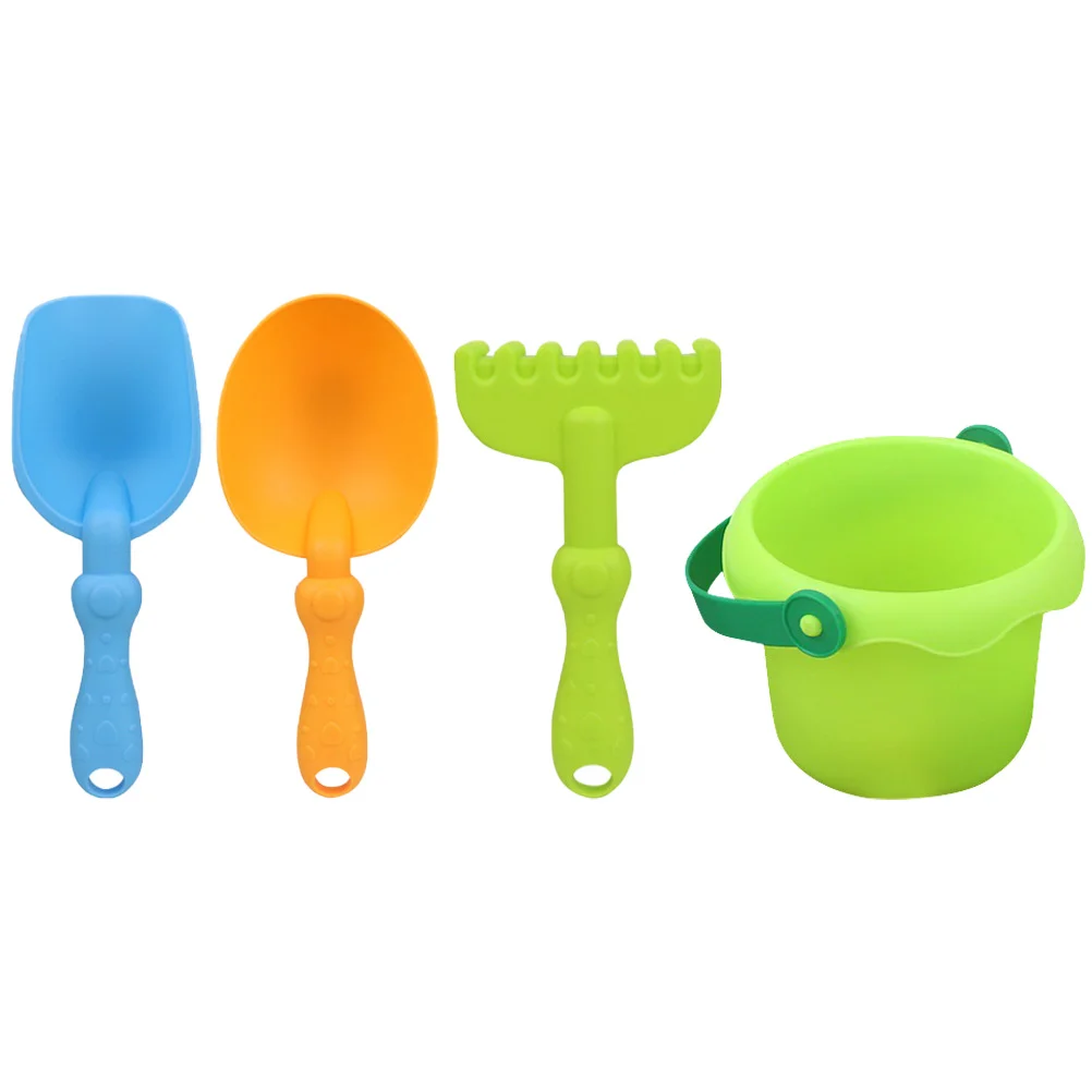 

Green Kids Beach Toy Set 754 4 Sand Bucket Shovels Digging Tools for Children Pool Garden Birthday Gift