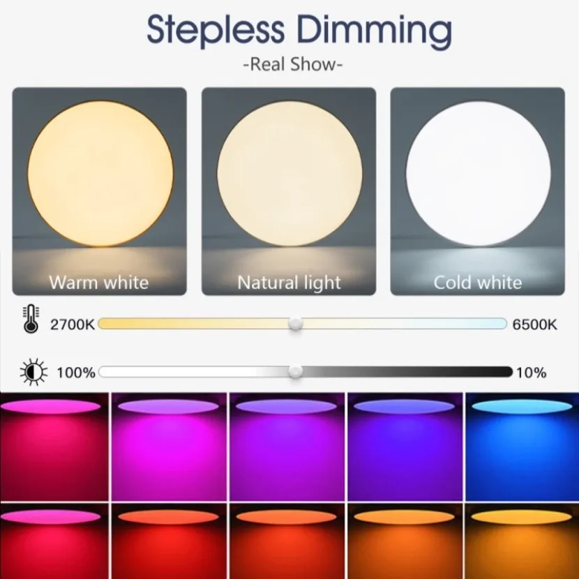 Tuya Bluetooth Smart Ceiling Light Circular RGB Atmosphere Lamp 2.4g Remote Control Smart Life APP Bedroom Home Decor Lighting