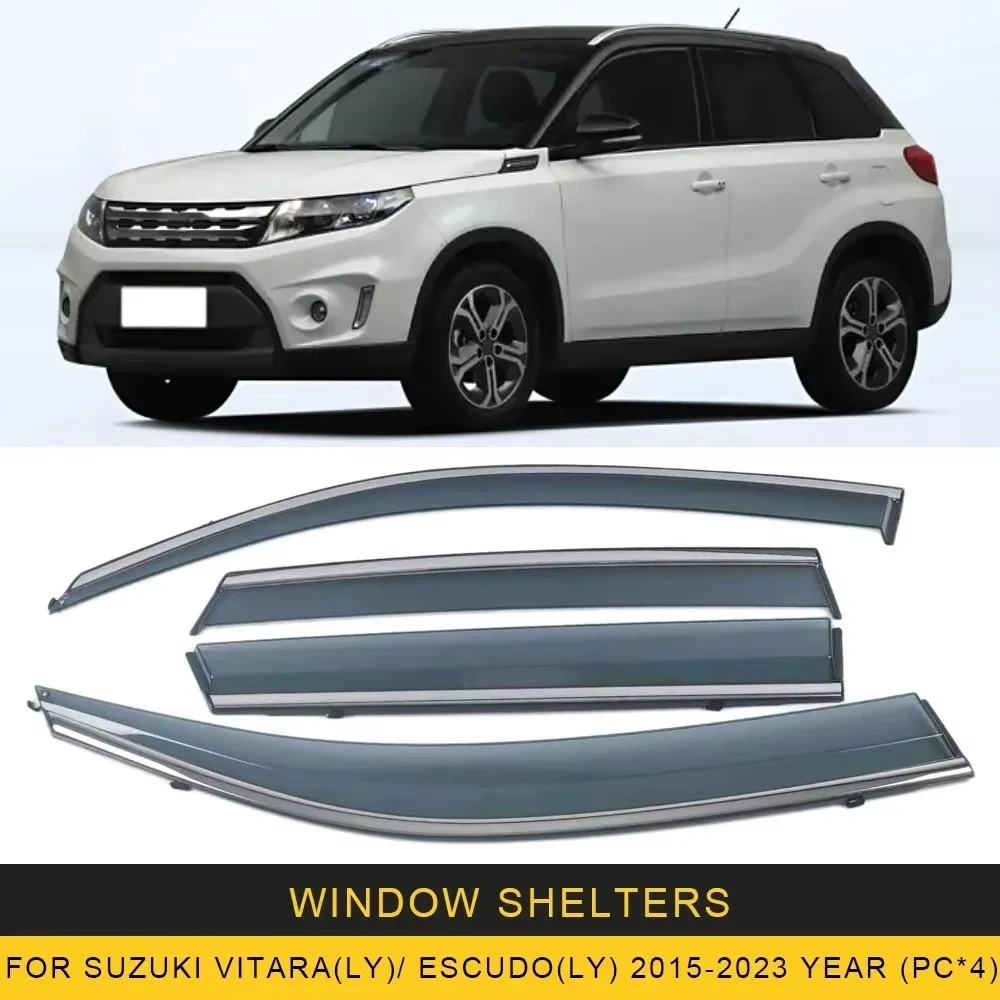 

Chrome Strips Rain Guards for Suzuki Vitara LY Escudo LY 2015-2023 Window Visor Wind Deflectors Door Visor Vent Shades Ventvisor