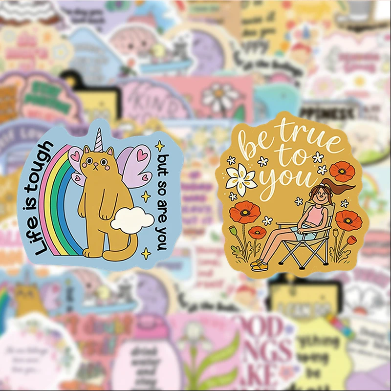 

50 Inspirational English Flash Film Graffiti Stickers, Suitable for Diaries, Laptops, Car Bumpers, Skateboards, Water Bottles, Computer and Phone Decorations, Etc