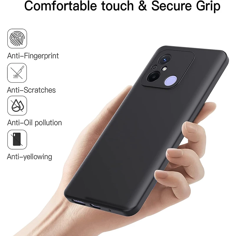 Luxury Black Silicone Soft Case For Xiaomi Redmi 12 12C Matte Ultra Thin Back Case For Redmi Note 12 Turbo Pro Speed 4G 5G Shell