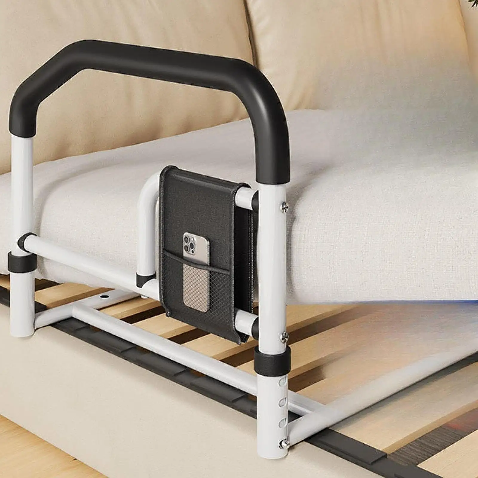 Seniors Bed Assist Rail Wide Base Versatile Professional 20x14.5x19inch Easily Install Accessories Bed Guard Bar PU Foam Handle