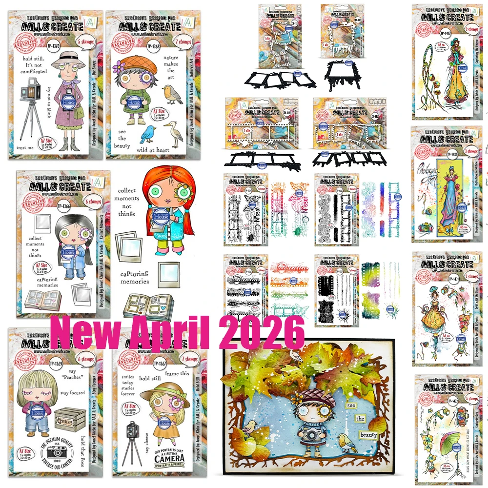 

April 2026 New AALL& CREATE Splatter Film Circles & Strokes Capturing Joy Metal Cutting Dies Stamp DIY Handmade Scrapbook Diary