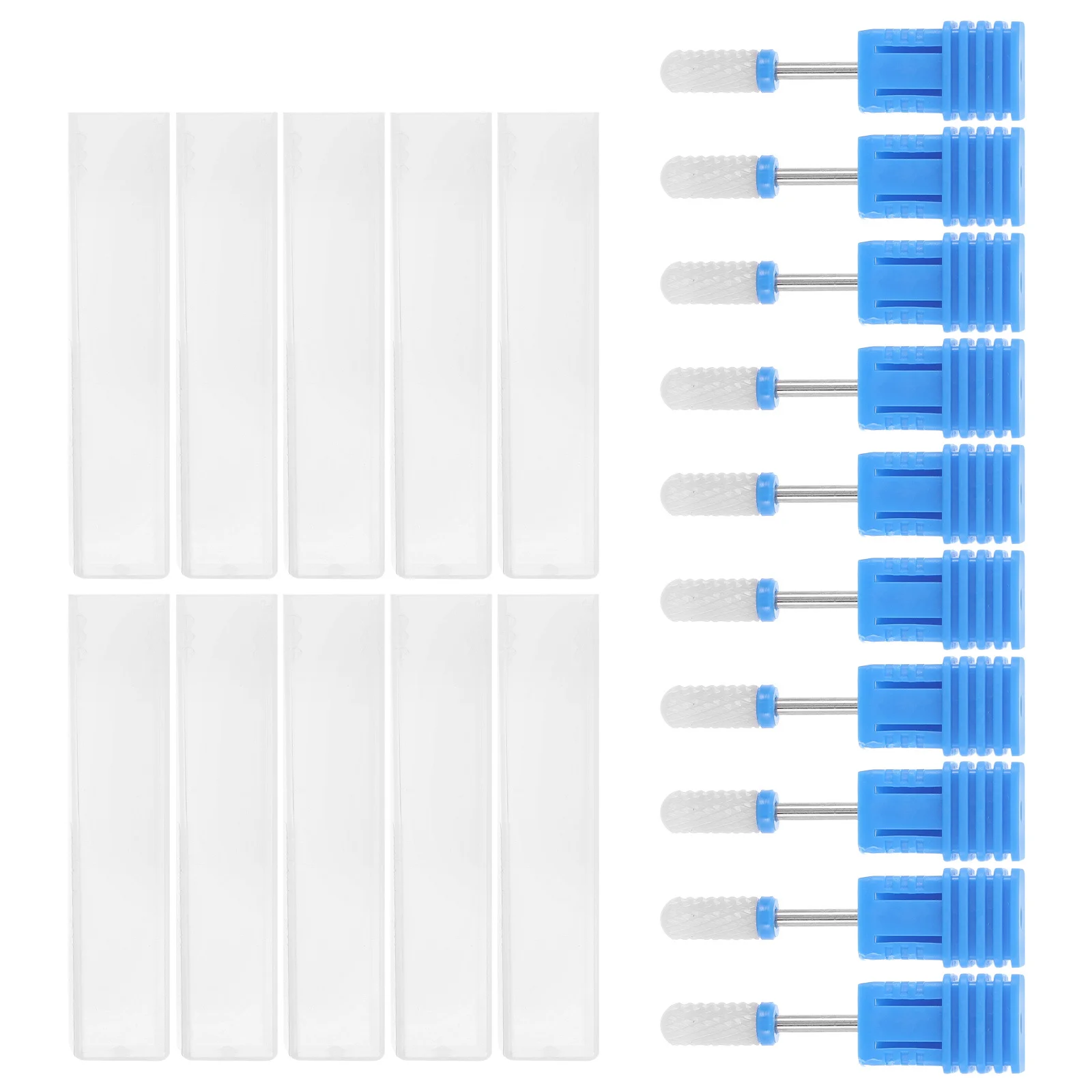 Conjunto de brocas de cerâmica, 10 peças, grão fino grosso, redondo, ferramentas de lixamento de manicure para máquina elétrica de broca de unhas, esmalte em gel