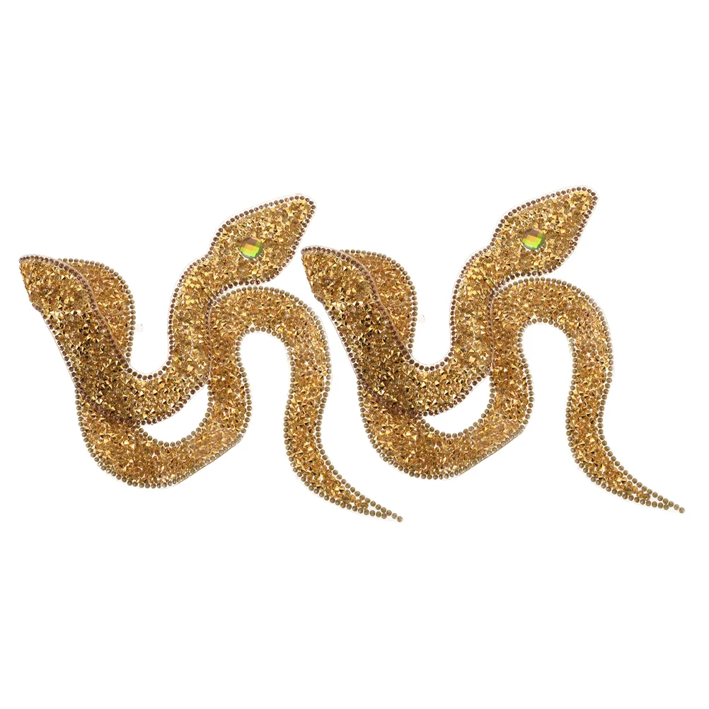 2 Pcs Earrings Snake Shaped Rhinestone Cloth Patch Fabric Western Brooches and Pins for Women