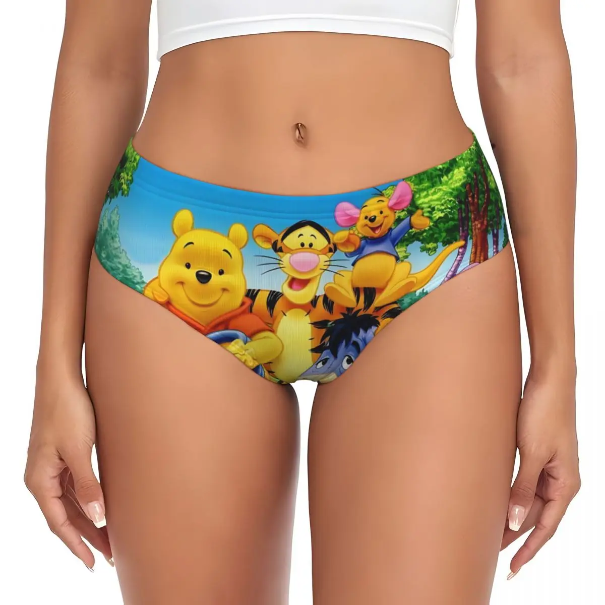 Bragas personalizadas de Winnie The Pooh Friends, ropa interior cómoda para mujer, bragas cómicas elásticas