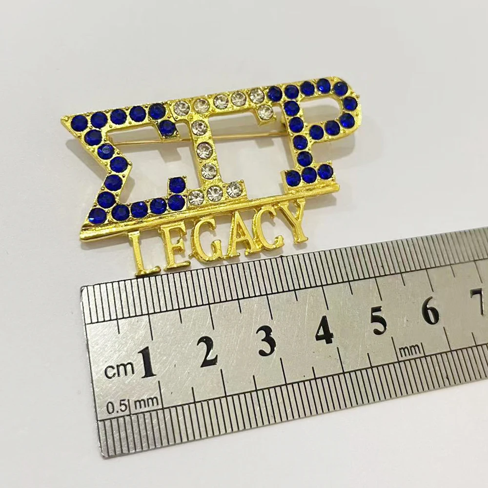 Custom Sorority Letter Sigma Gamma Rho Legacy Blue White Rhinestone Pearl Dress Decoration Buckle Badge Jewelry