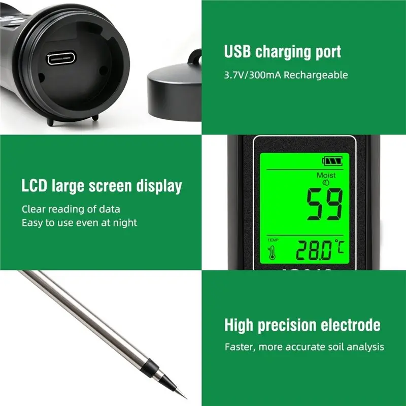 [nouveau-aa73】-testeur-de-sol-npk-7-en-1-rechargeable-mesureur-de-conductivite-electrique-d'humidite-de-temperature-et-de-fertilite-haute-precision-sonde-detachable