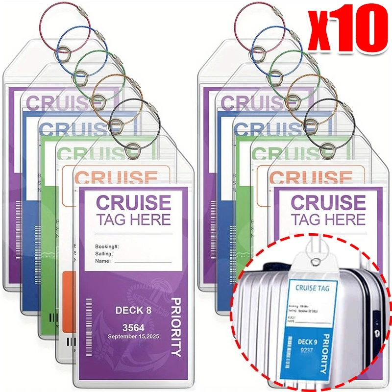 

10 шт., прозрачные багажные бирки, идентификационная бирка для проверки путешествий, герметичный водонепроницаемый рукав для карт, регистрационная бирка для круизного багажа
