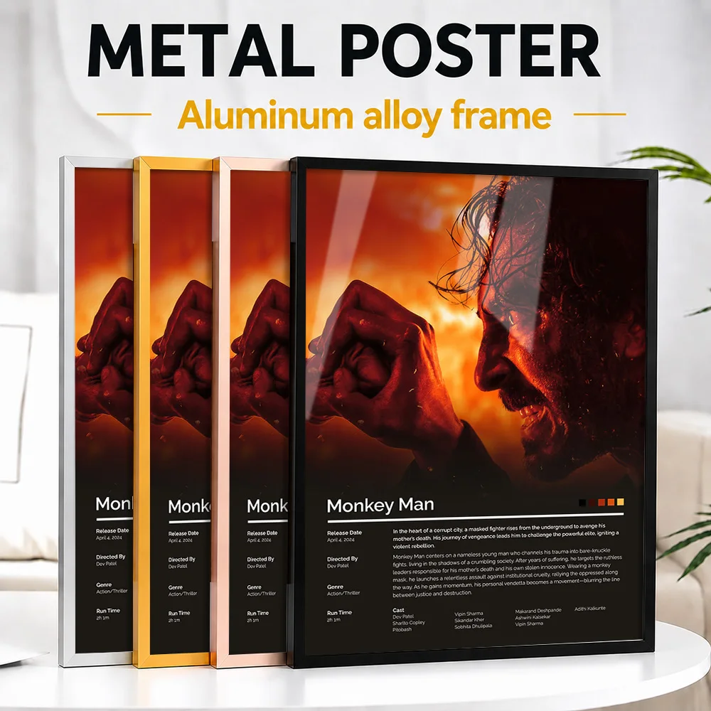 Monkey Man Movie Metal Poster With Aluminum Alloy Frame Personalized Screen Tribute Wall Art Ideal For Theater Or Story Lovers