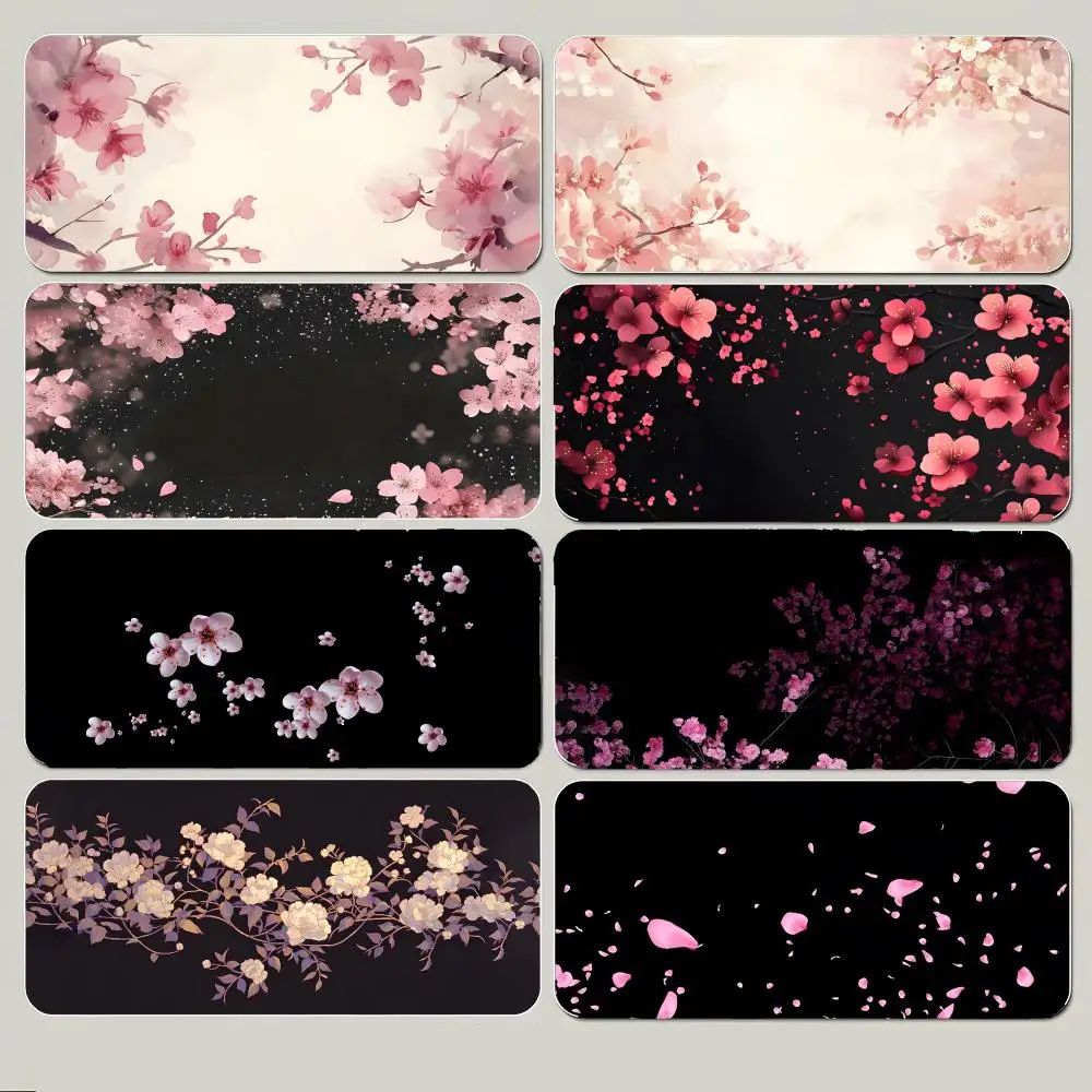 Stylish Delicate Resilient Plum Blossom Mouse Pad Large Gaming Mousepad with Thick Stitched Edge Non-Slip Desk Mat