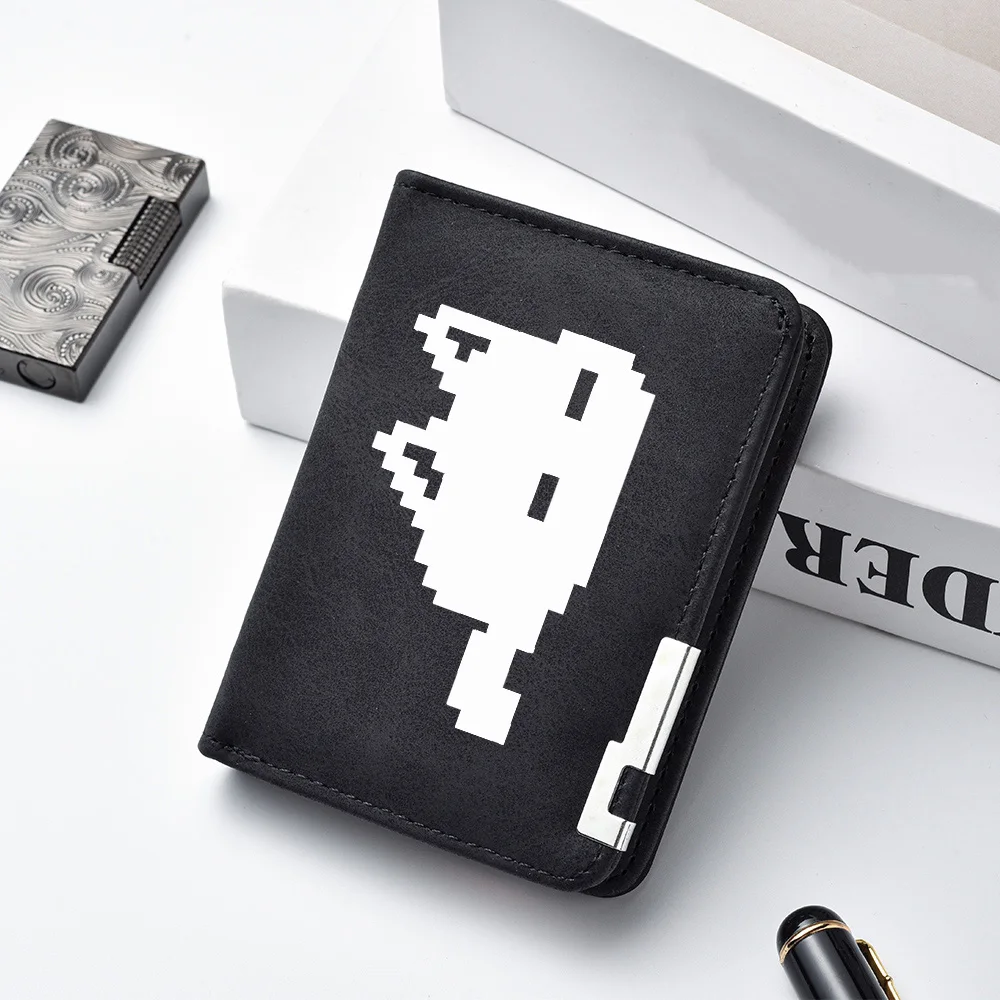 Men's Pixel-Style Cat-Face Design Wallet Casual Simple High-Quality Practical Men's Wallet