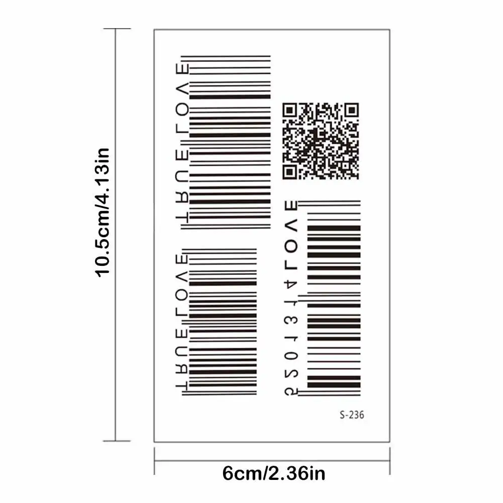 Tattoo Sticker Waterproof Body Art Sex Waterproof Temporary Tattoos For Men And Women Individuality 3D Barcode Design