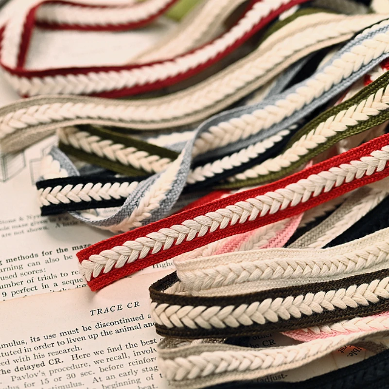 1.5CM Wide Color Cotton Braid Weaved Ribbon Frills Lace Collar Trim Fringe For Curtains Apparel Fabric Headwear Sewing DIY Craft