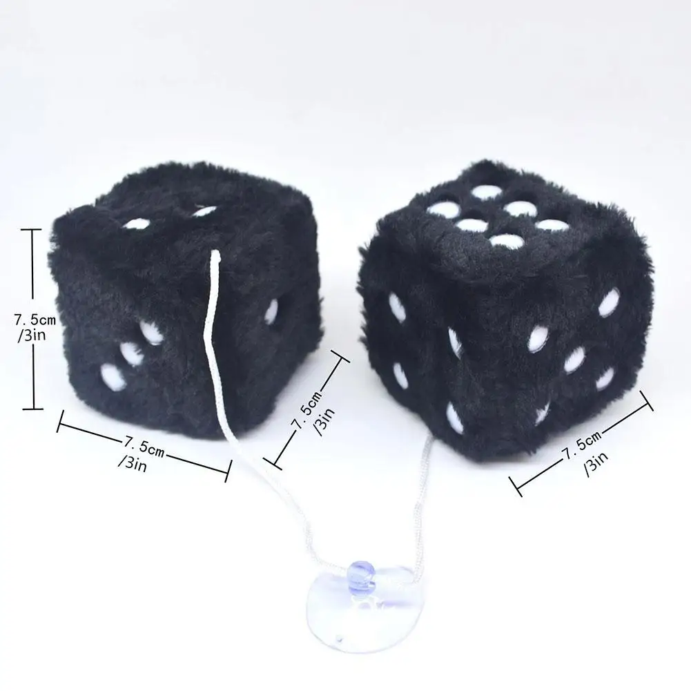 Fuzzy Plush Dice with Dots Retro Square Plush Hanging Mirror Fuzzy Dices Kid Toys for Pink Car Interior Ornament Decoration image 6