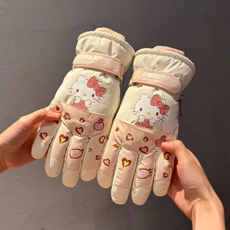Kawaii Hello Kitty Sanrio Children Cute Cartoon Comfortable Warm Gloves Student Outdoor Cycling Gloves Christmas Gifts for Kids