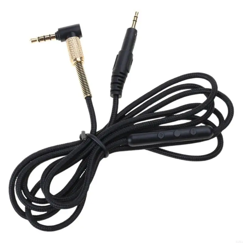Cable auriculares calidad 62KA con micrófono diseñado para auriculares ATH M50X M40X M70X Cable trenzado resistente a enredos