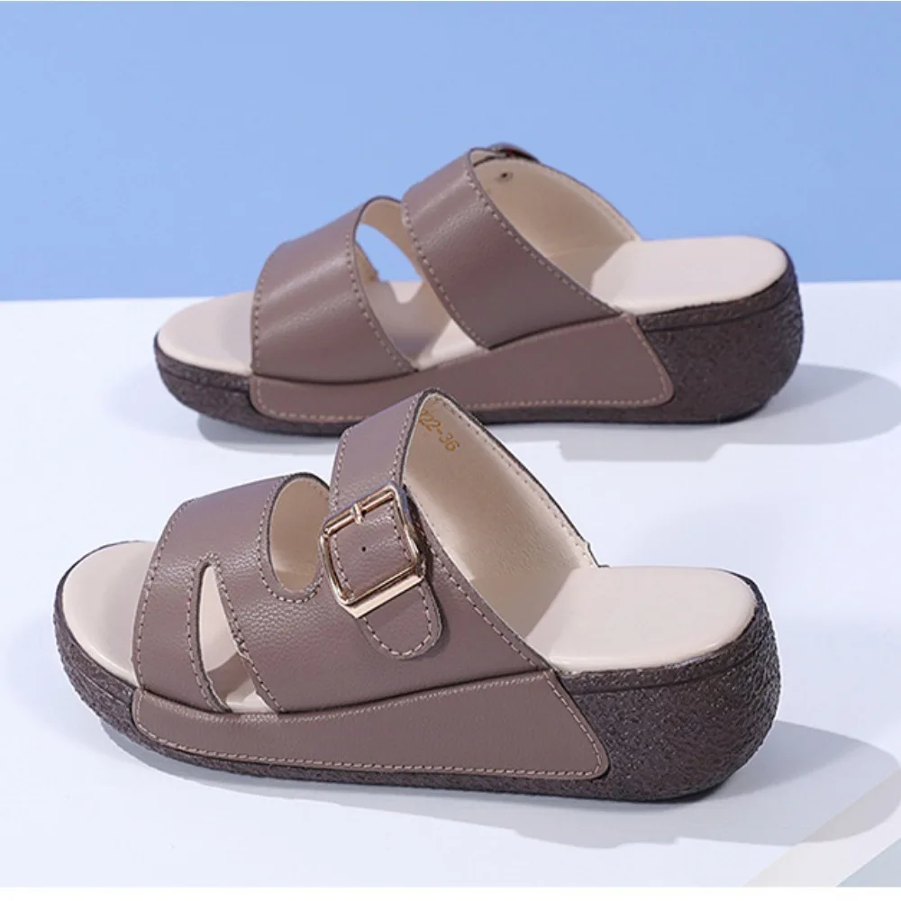 Slippers for Women's 2026 Summer Thick Bottom Half Slipper New Casual One Word Slippers Womens Slope Heel Non Slip Sandals Women