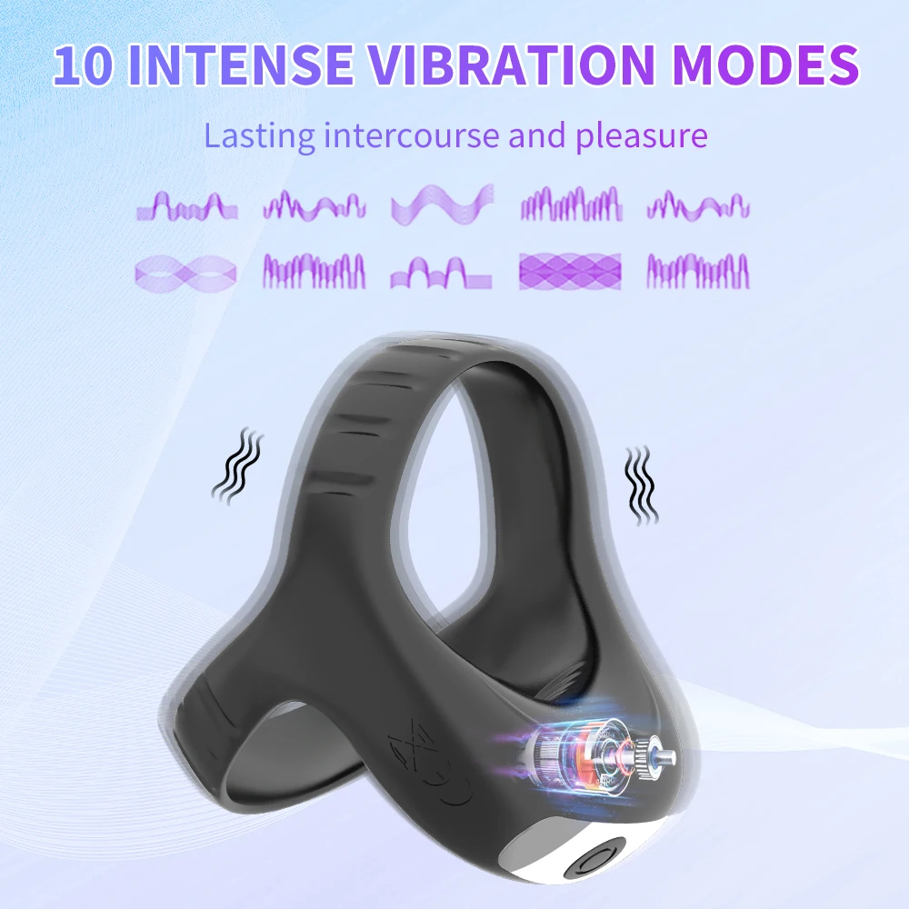 Vibrating Penis Ring for Men Delay Ejaculation Cock Rings for Male Vibrators Cockring Sex Toys Goods for Couple Adults 18 Shop