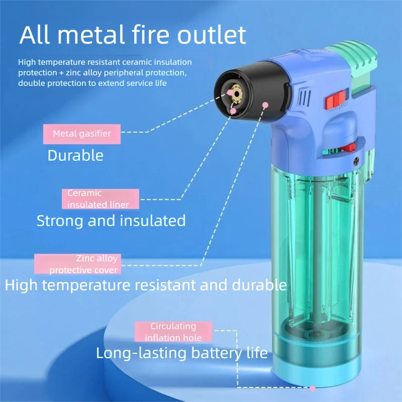 2026 New Macaron Color Outdoor Windproof Butane Inflatable Lighter, Cigar Welding Gun Spray Gun Ignition Gadget