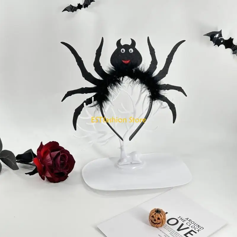 

Y5GC Halloween Live Broadcast Spiders Hair Hoop Girls Makeup Carnivals Hairband