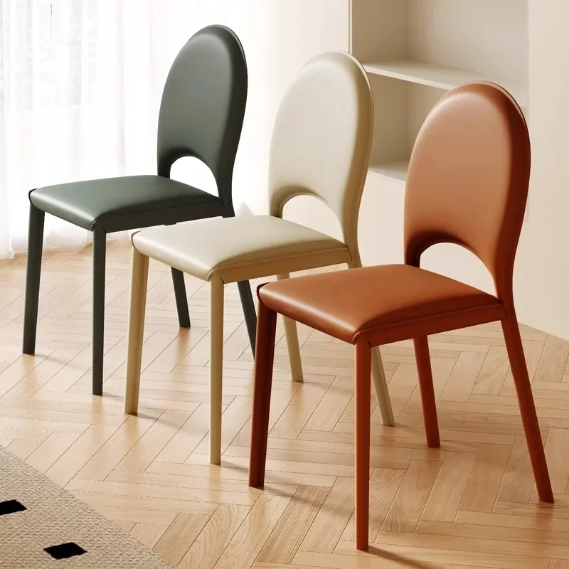 Light Luxury Restaurant Comfortable Back Dining Chair Home Saddle Leather Leisure Negotiation Chairs Bedroom Makeup Chairs