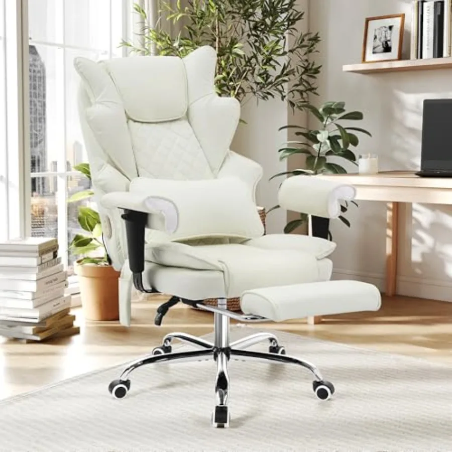 3D Kneading Massage Heated Leather Office Gaming Chair for home and office use, black premium leather, ergonomic support and he