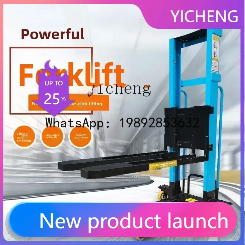

Semi-Electric Portable Forklift for Loading and Unloading Trucks, Multi-Functional Hand-Push Automatic Handling Cart