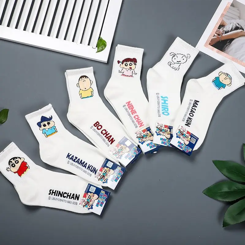 

Crayon Shin-chan creative cartoon men's and women's socks mid-tube casual simple cute pattern trend breathable socks