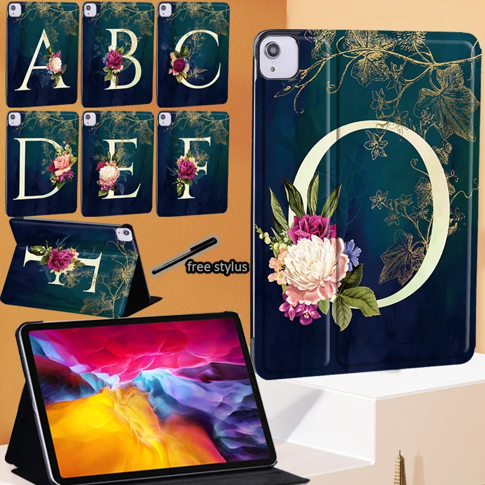 

Tablet Case for Apple IPad Air 4 2020 10.9 Inch Initial Letter Pattern New PU Leather Stand Cases + Free Stylus