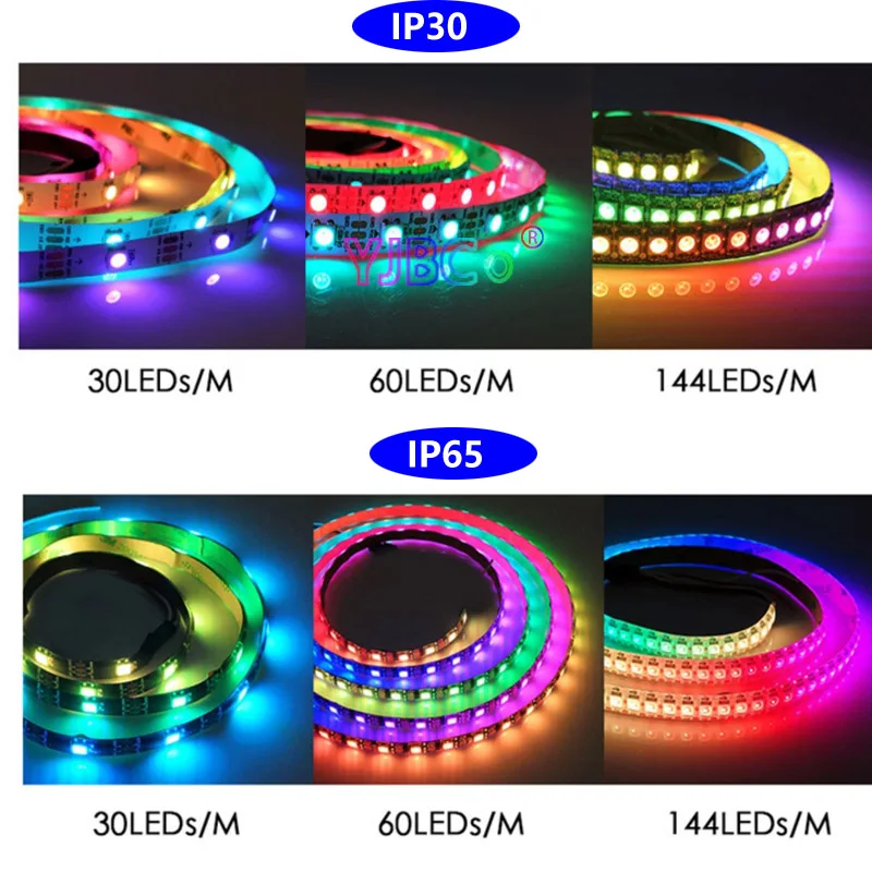 WS2812B WS2815 Individually Addressable 5050 RGB LED Strip 30/60/74/96/144 Leds/m Smart Pixels Full Color Tape Light IP30/65/67