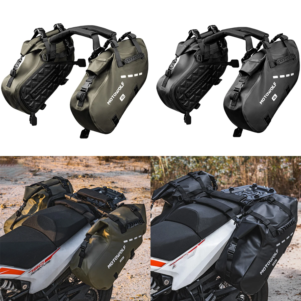 

Motorcycle Saddlebags Waterproof Motorbike Side Bags, Travel Luggage Panniers w/ Shoulder Strap for Adventure Motorcycle Racks