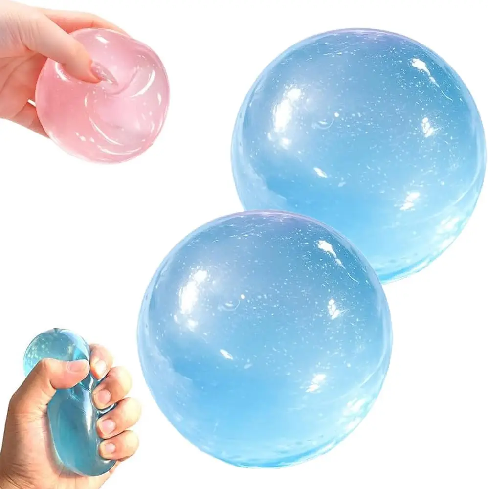 

Coconut Oil Squeeze Toys, 2 Pack Malt Sugar Balls Filled Stress Relief Squishy Soft Non-Sticky Sensory Fidget Toy for Adults Anxiety Relief (Blue)
