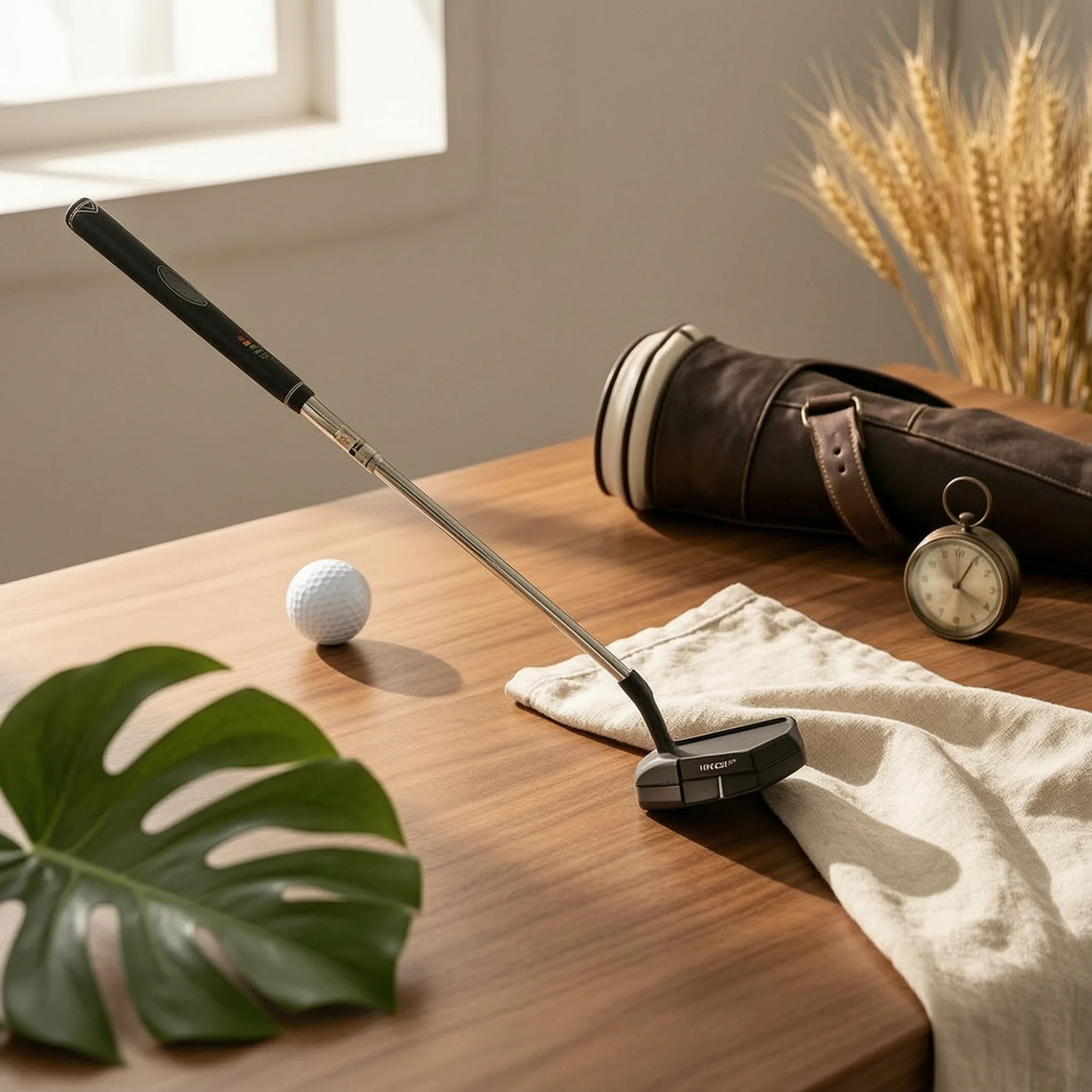 Golf Putting Practice Aid Stainless Steel Shaft Golf Putter Mallet Putter Antiskid Striking Surface Sports Gear Alignment Aid