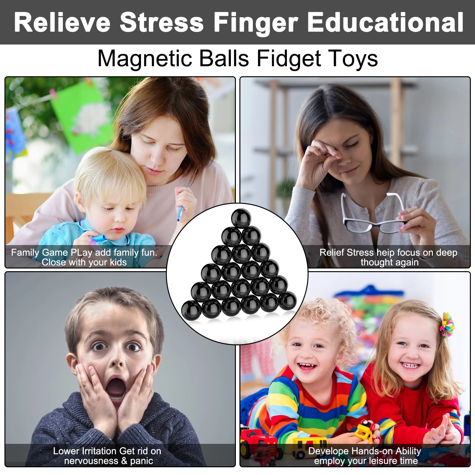 21 pièces aimant boule noire Fidget jouet bricolage hématite pierres jouets pour adultes Kit scientifique pour soulager l'anxiété hochet magnétique serpent cadeau