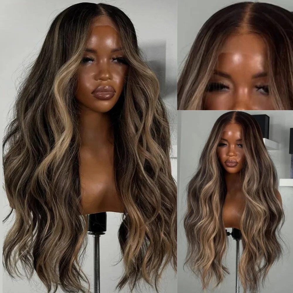 

180 Density Highlight Honey Blonde Colored Body Wave HD 13X4 Lace Frontal Wigs 28 32 Inches Long Hair For Women Cosplay Party