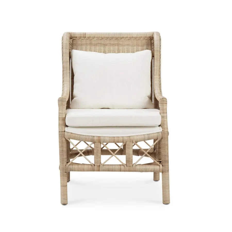 ※w Modern Restaurant Real Rattan Dining Chair High Back with Armrest Indoor Woven Rope Wicker Dining Room Chairs for Farmhouse