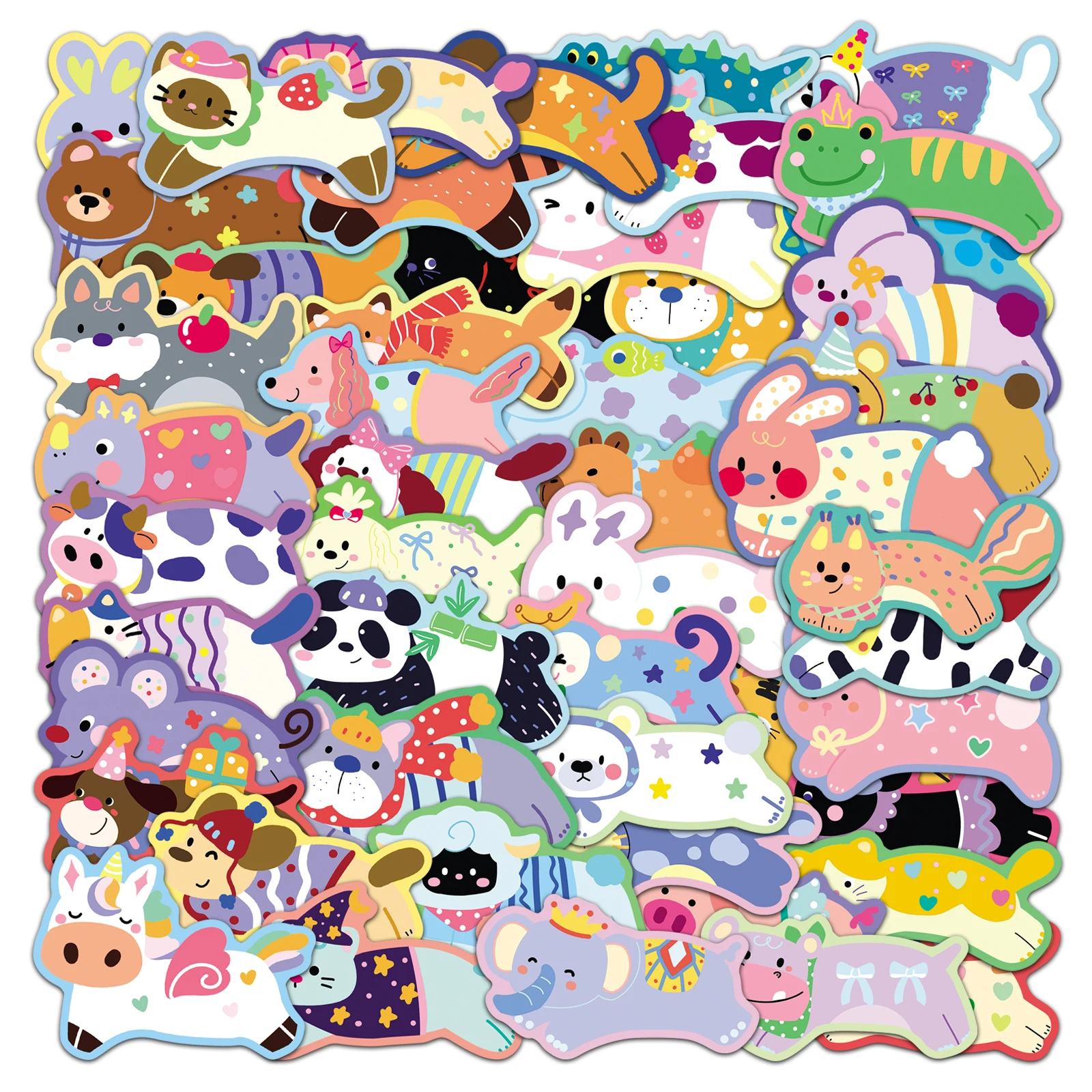 

50Pcs Cute Cartoon Kawaii Running Animal Series Cartoon Cute Waterproof Sticker Skateboarding Retro home decal Sticker