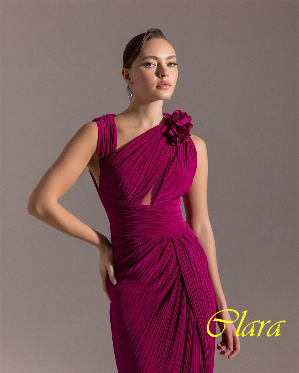 Customized Fashion Chiffon Straight Evening Dress Exquisite Sleeveless Flowers Prom Dress Sexy Backless Special Occasion Gowns