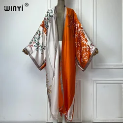 WINYI Africa print Kimonos loose dresses for woman Cardigans beach outfits kaftan bikinis cover up evening dress long down coat