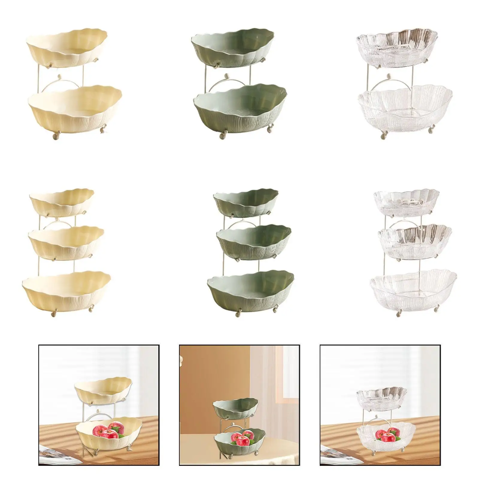

Tiered Fruit Bowl Basket Display Stand Snack Plate Cupcake Reusable Storage