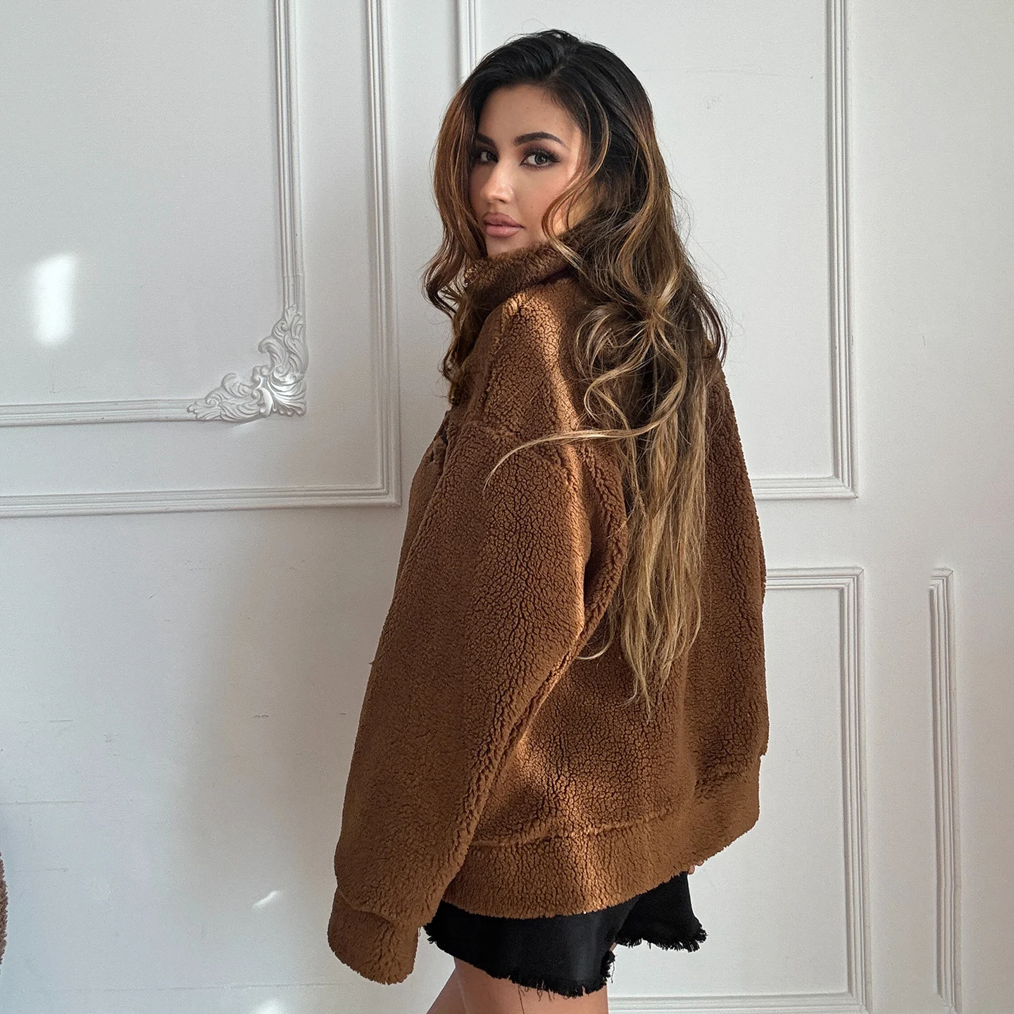 Women Stand Collar Teddy Fleec - огляд і ціна Sherpa Jacket Fleece