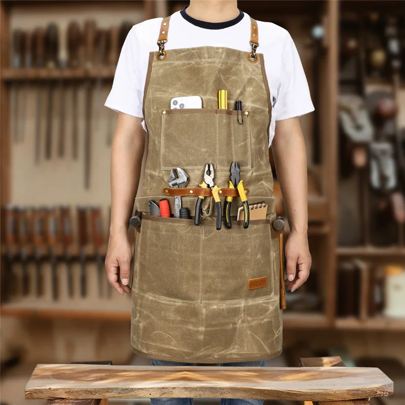 Manufacturer's Direct Selling Half Body Hanging Neck Canvas Work Apron Kitchen Oil And Dirt Resistant Apron Wear-resistant Apron