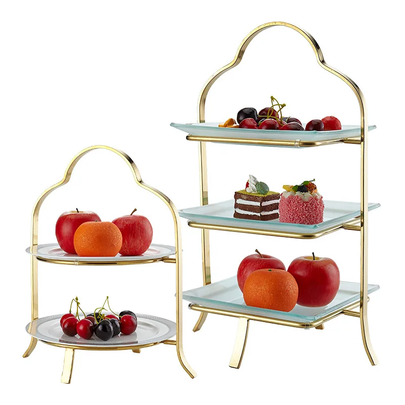 

European three-layer afternoon tea snack rack, wine party dessert stand, display rack, buffet, cold meal, tea break, fruit plate