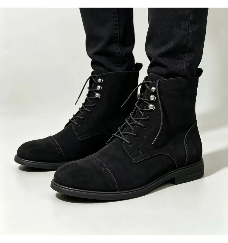 Herrenstiefel Neuankunft Motorradstiefel Hochwertige Retro Bequeme Freizeit-Arbeitsstiefel Knöchelhohe Arbeitsstiefel – Detail 5