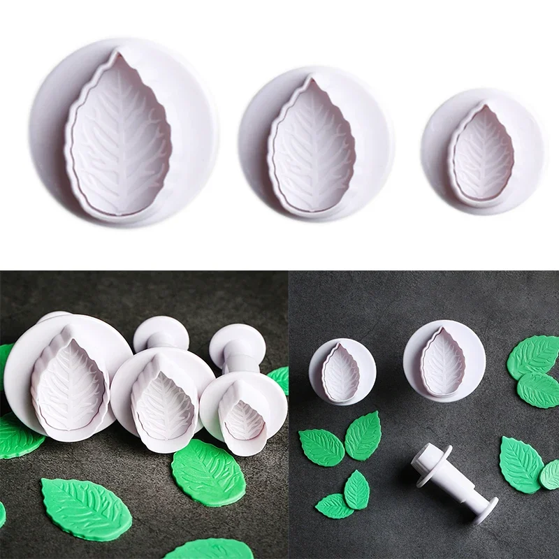 

3Pcs/Set Cake Rose Leaf Plunger Fondant Decorating Sugar Craft Mold Cookie Biscuit Cutter Cake Decorating Pastry Cake Tools