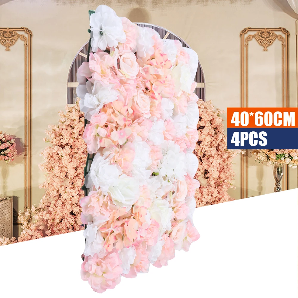 4 pcs Artificial Silk Flower Wall Panel Wedding Photography Venue