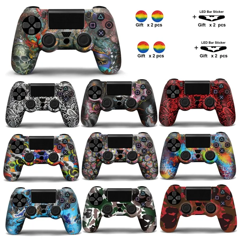Silikon-Gummihülle für Sony PS4 Controller mit 2 Daumenstick-Griffkappen für PS4 Pro Gamepads Joystick-Zubehör – Detail 4